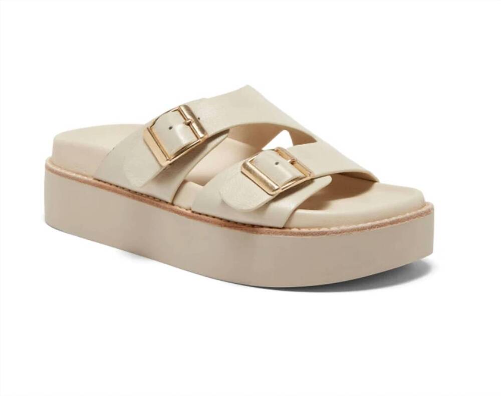 NEW SILENT D women's gizella platform slide sandals in milk leather